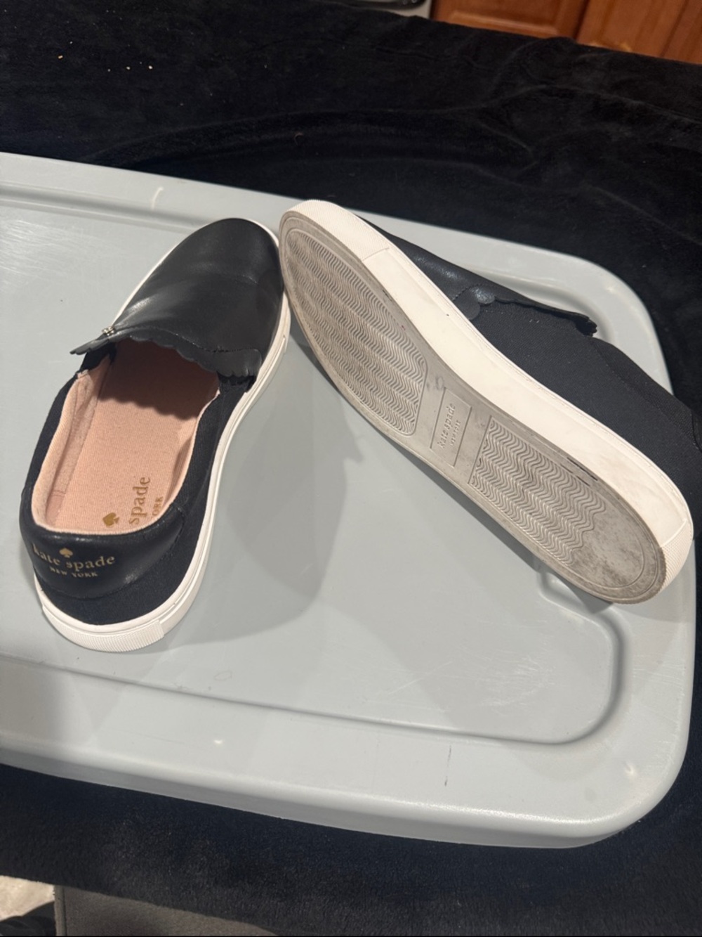 kate spade Black Scallop-Trim Slip-On Sneakers - Picture 4 of 4